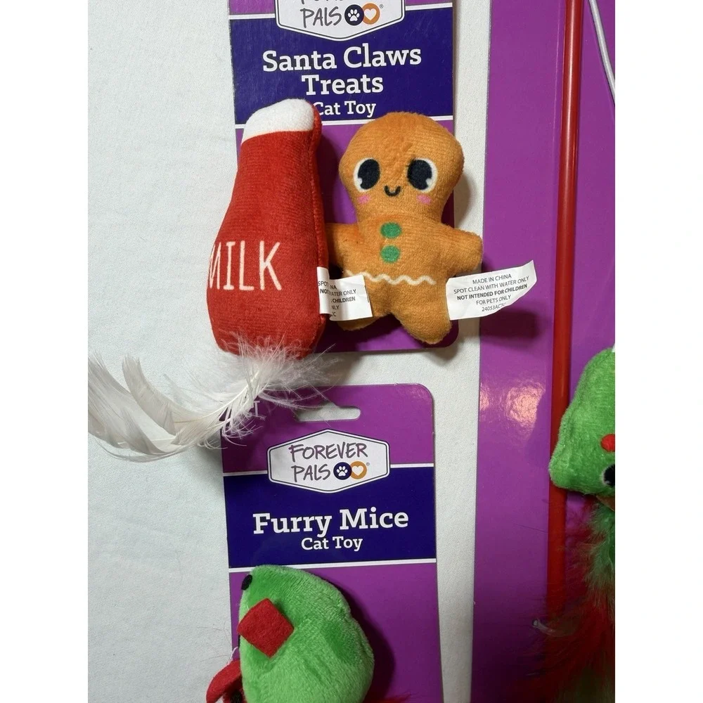 Cat Kitten Toys Mice Ball Plush Wand Holiday New Christmas Themed